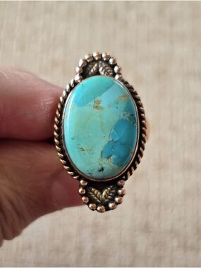 Kingman Turquoise Ring In Copper, Southwestern